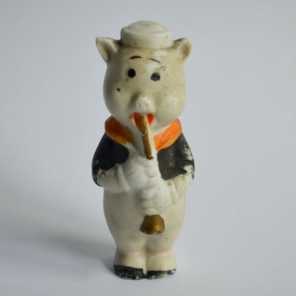 Vintage 1930's Walt Disney Little Pig Bisque Figurine Three Little Pigs Japan - Picture 1 of 8